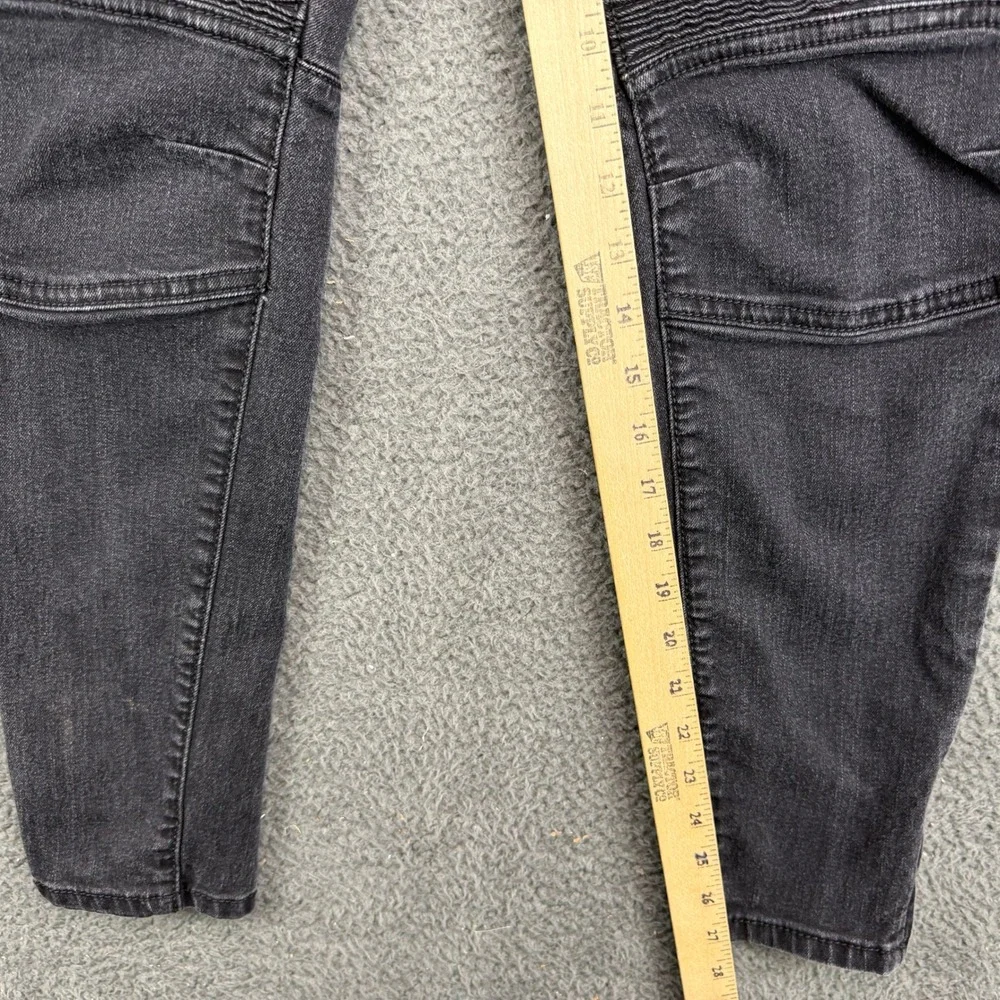 Harley Davidson Womens Moto Biker Skinny Jeans Black Zipper Pockets Size 12